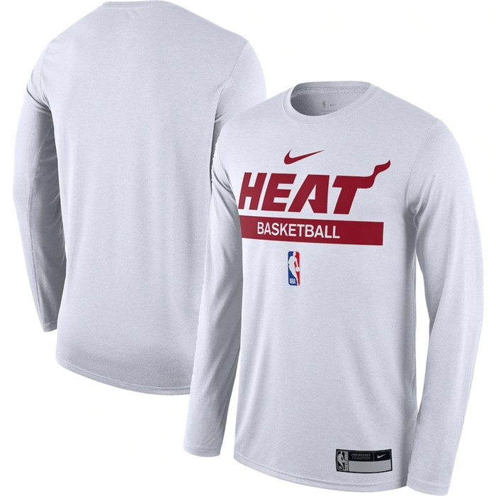 Men's Miami Heat White 2022/23 Legend On-Court Practice Performance Long Sleeve T-Shirt